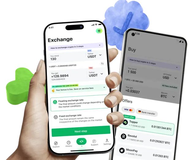Changelly app screens